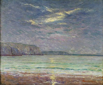 Kliffen met ondergaande zon door Maxime Emile Louis Maufra